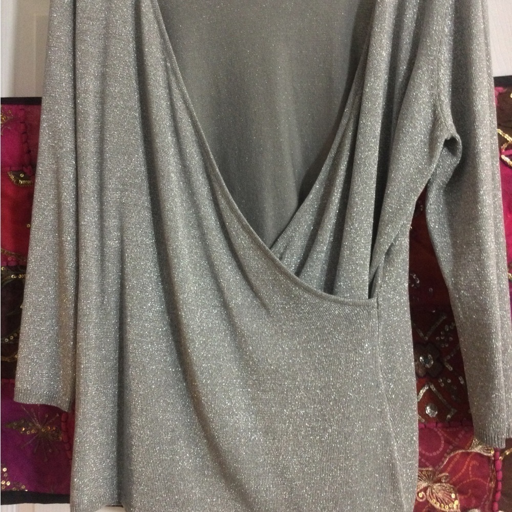 Silver sparkle wrap top